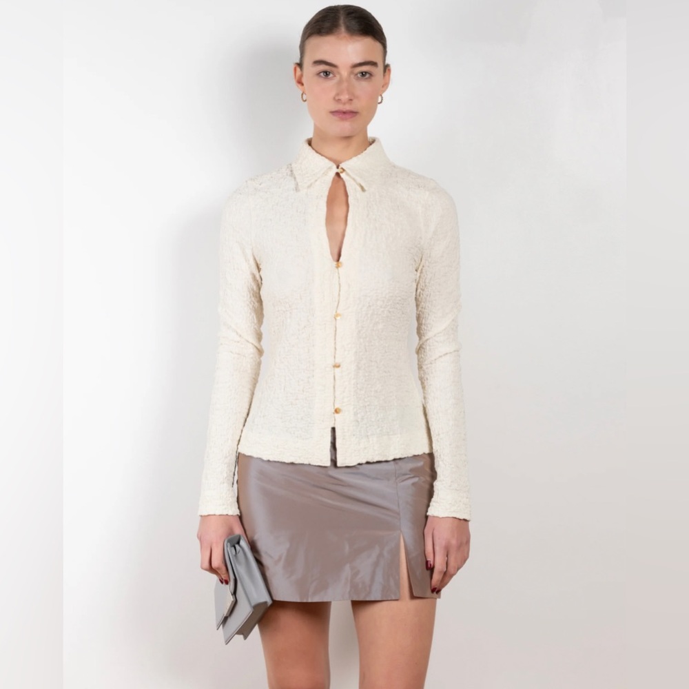 NWT Regina PYO Lowry Top Cotton Blend Seersucker in Off White